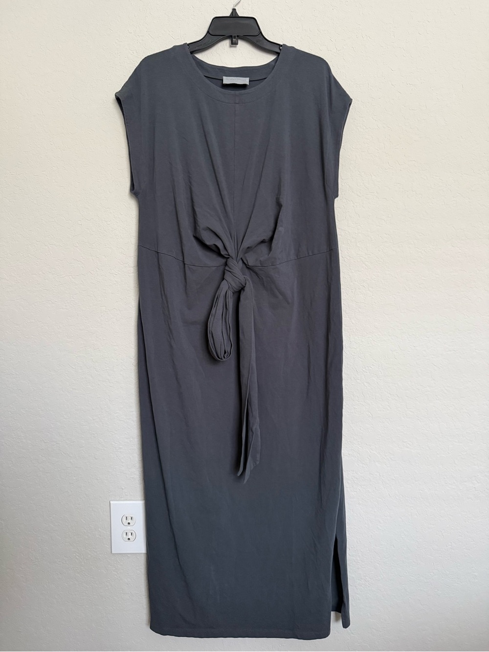 Modern Citizen Grey Tie Front Midi Shirt Dress Plus Sz 1X Organic Cotton Capsule